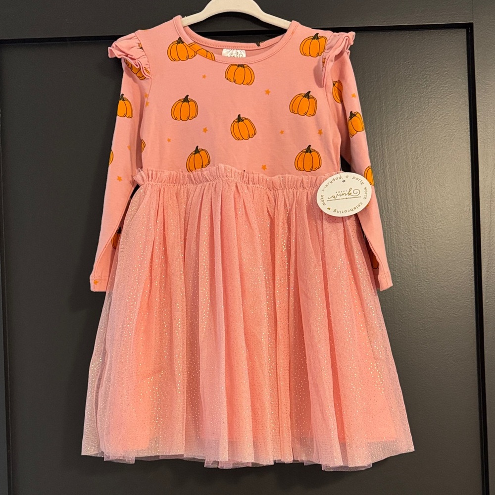 NWT 4T Adorable Pink Pumpkin Halloween Dress